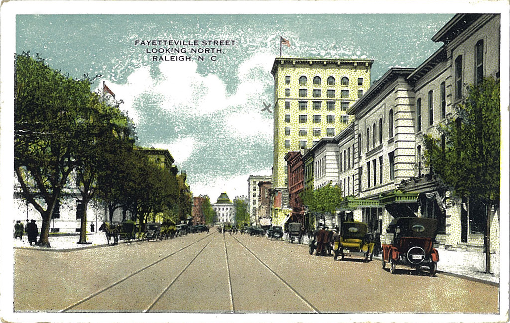 North Carolina State Capitol Fayetteville Street etc Postcard Raleigh City Map 